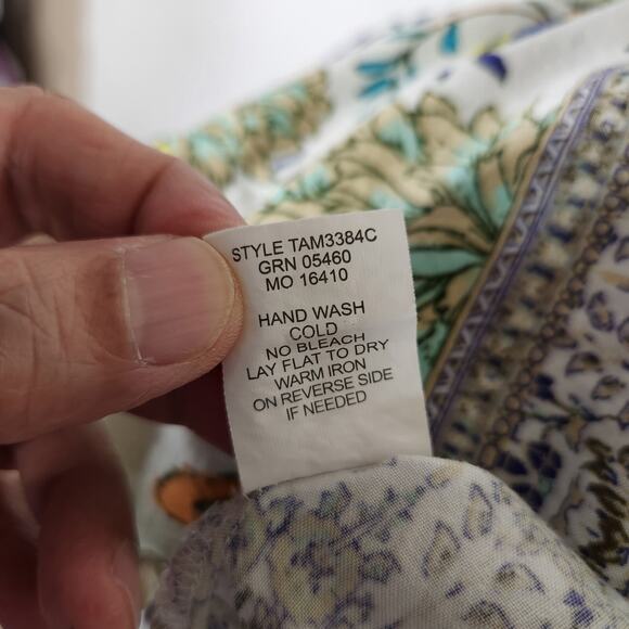 Fig & Flower Top Womens‎ Size XL White Colorful Floral Scoop Neck Boho Peasant - Picture 8 of 9